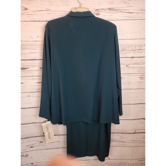 NWT Nancy Michaels Embroidered Green 2-Piece Career Work Shirt & Skirt Size 14.5 - Picture 10 of 16